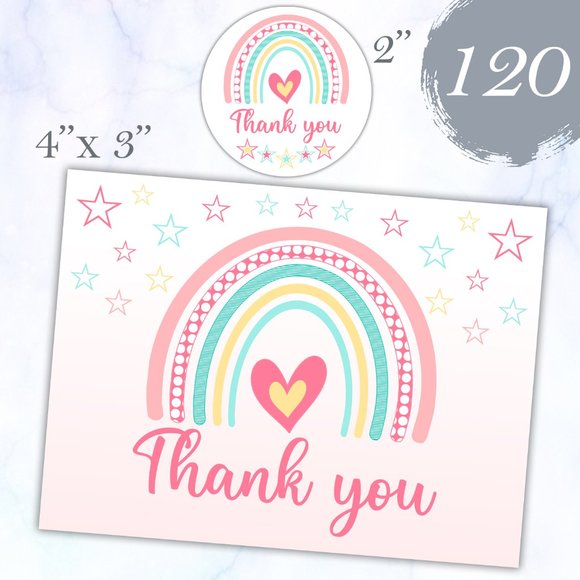 120 PCS Thank You Cards Note Cards & Stickers - Picture 1 of 3